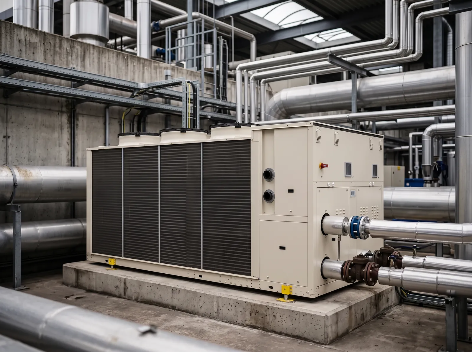 Großwärmepumpe für Gewerbe und Industrie in einer Technikzentrale
